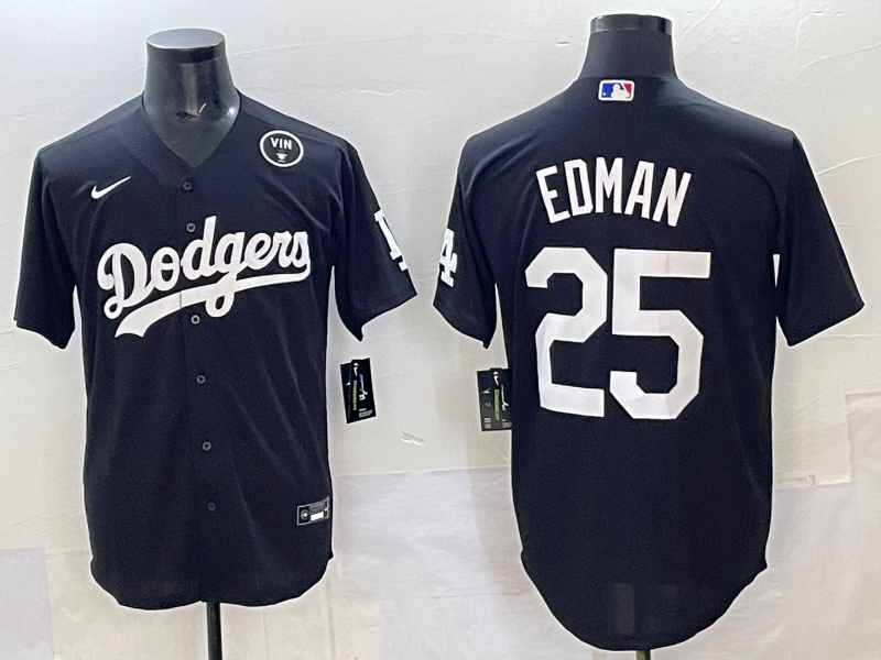 Men Los Angeles Dodgers #25 Edman black Nike MLB jersey style 4